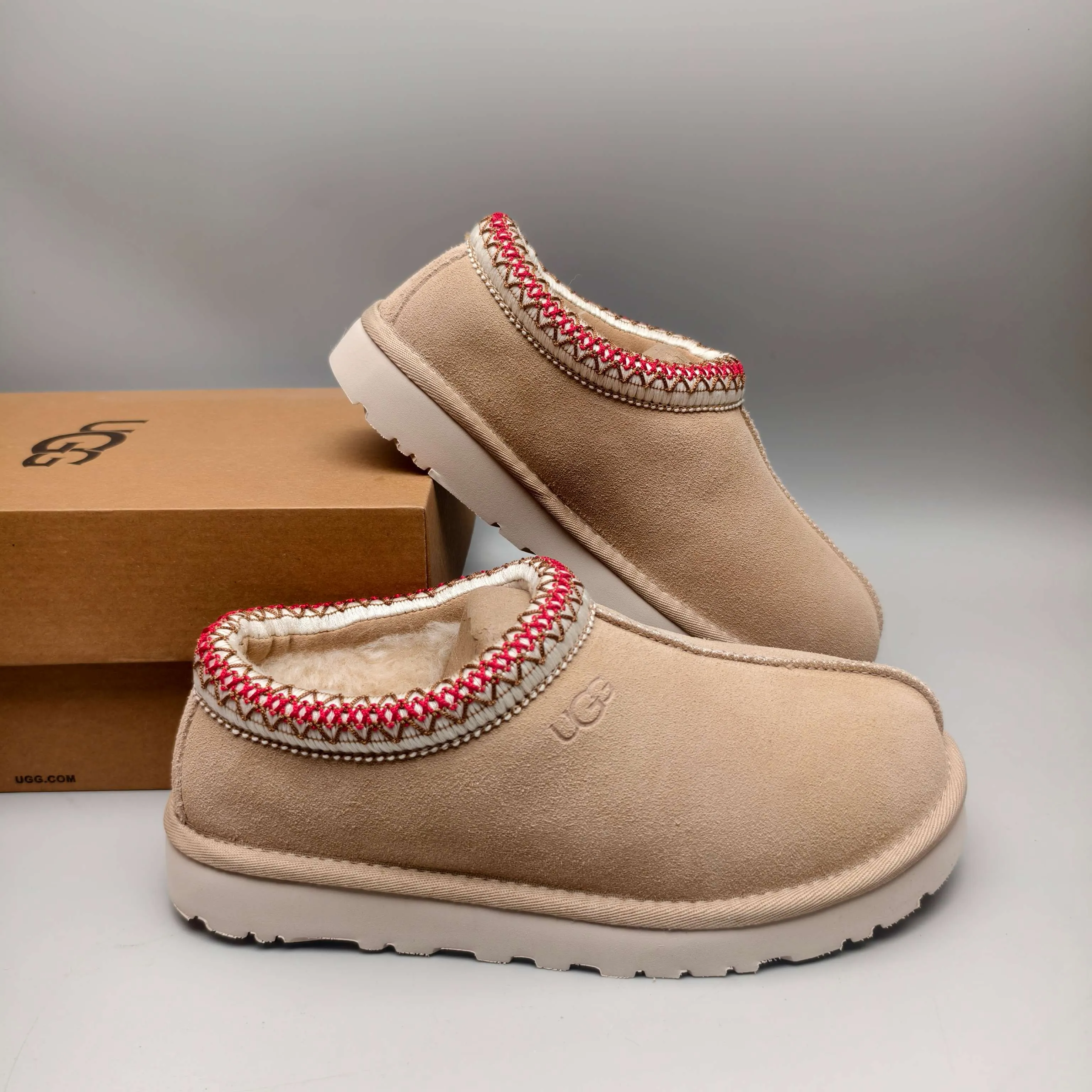 💰440 UGG sheepskin all-in-one snow boots 5955 style 4470 one-legged ethnic style home style for women Color: light oak brown pink sand color Number: 35-41